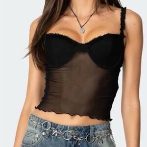 Edikted black mesh top